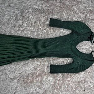 Elegant Green Ribbed Dress